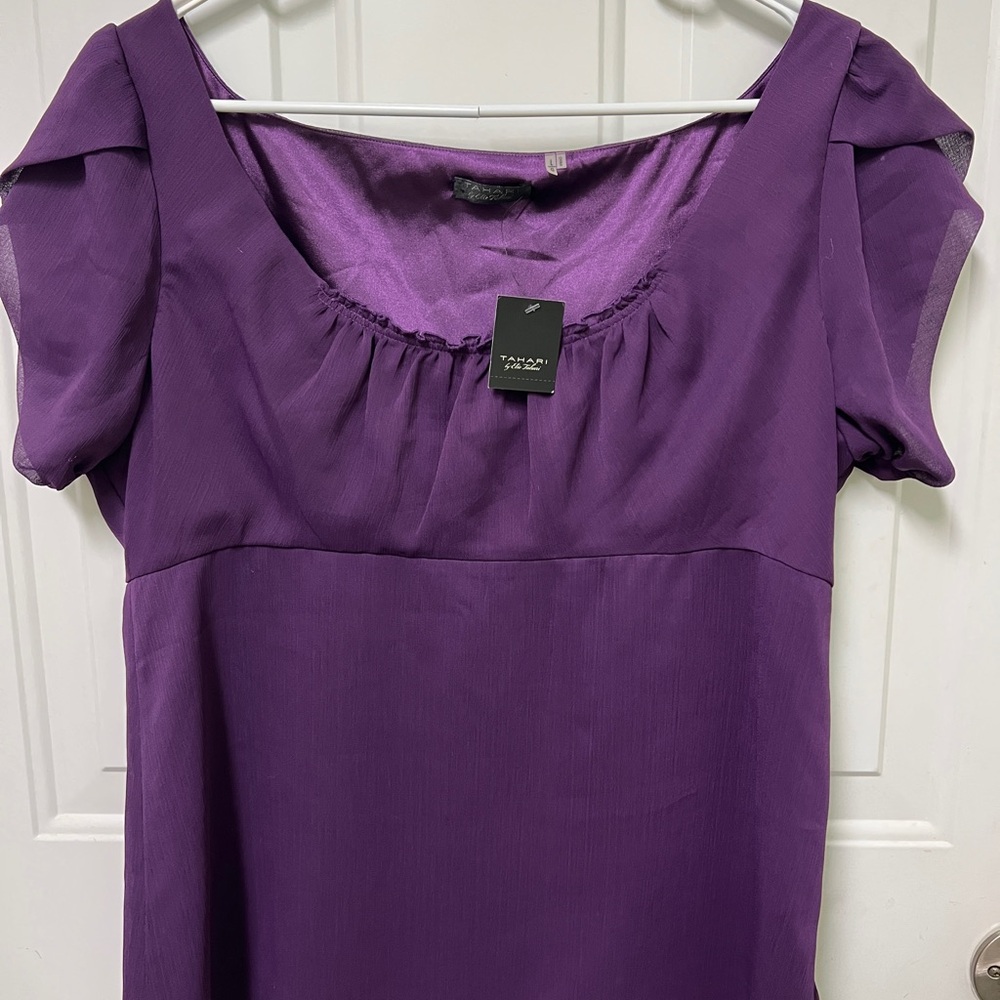 Purple Short Sleeve Claudia Blouse Tahari NWT